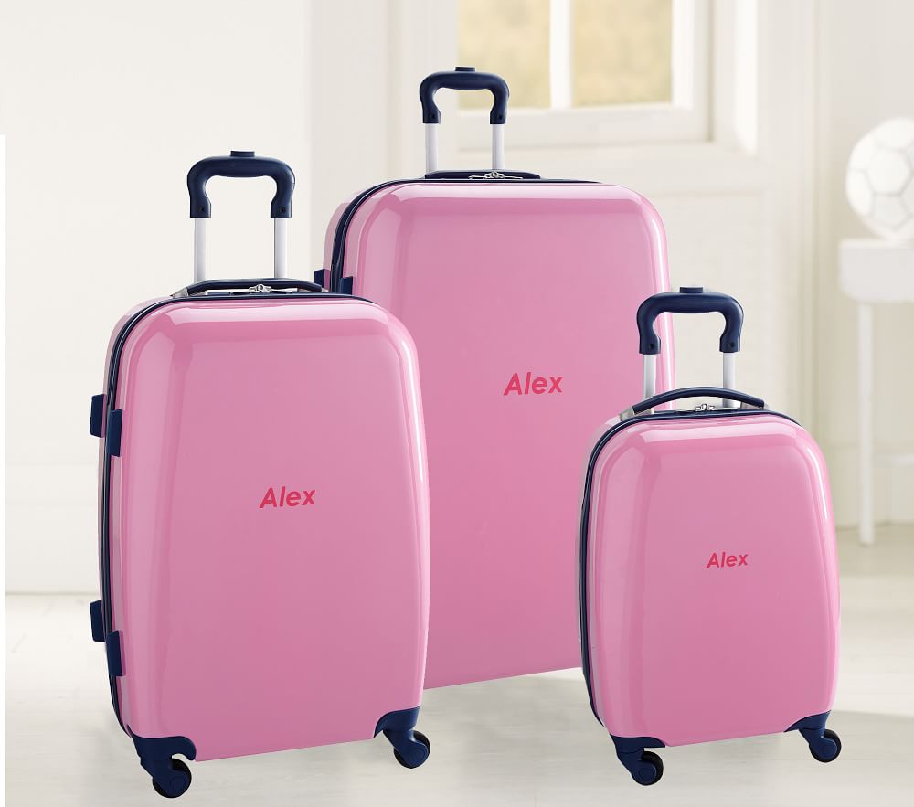 Mackenzie Pink Navy Trim Solid Hard Sided Luggage